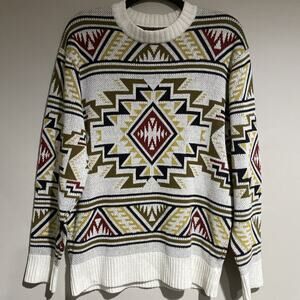 O’ Hanlon Mills Southwestern Aztec Acadamia Preppy Sweater Grandpa Retro Sz Sm